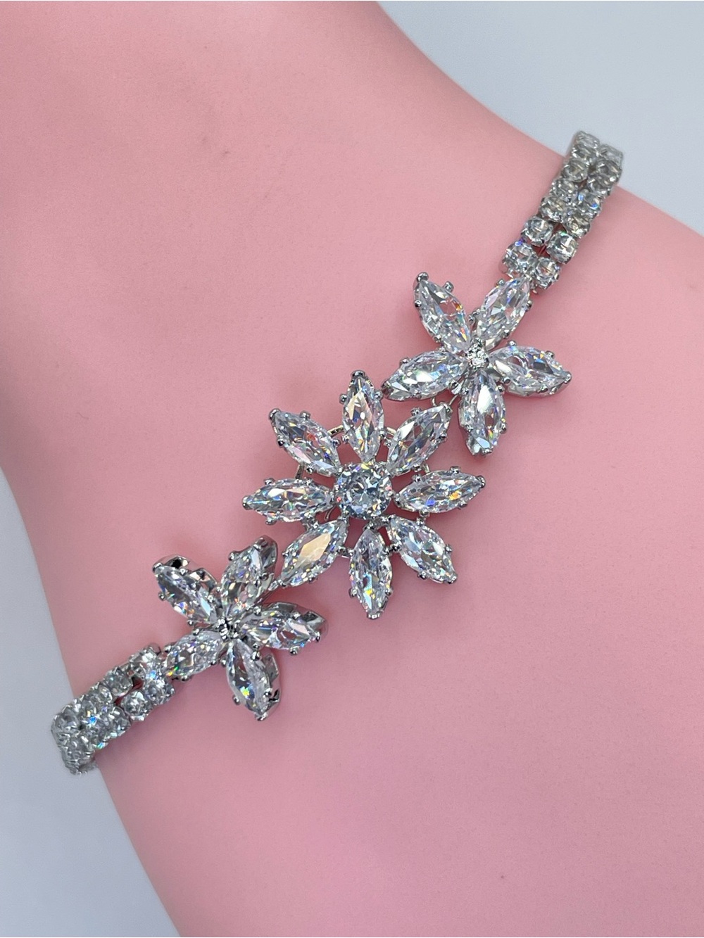 Swarovski Crystal Elements White Swarovski Crystal Art Deco Tennis Bracelet